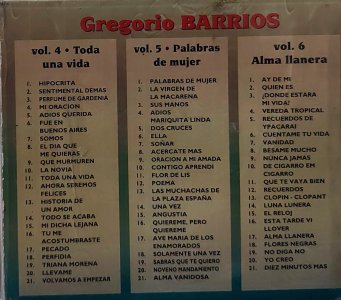 Cd Gregorio Barrios, Volumes 4, 5 e 6, Toda Una Vida, Palavras de Mujer, Alma Llanera, 7896423199932