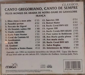 Cd Canto Gregoriano, Canto de Sempre, Pelos Monges da Abadia de Notre-Dame de Ganagobie, 3411361002324